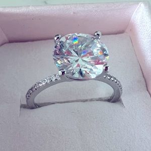 Stamped silver ring with diamond CZ